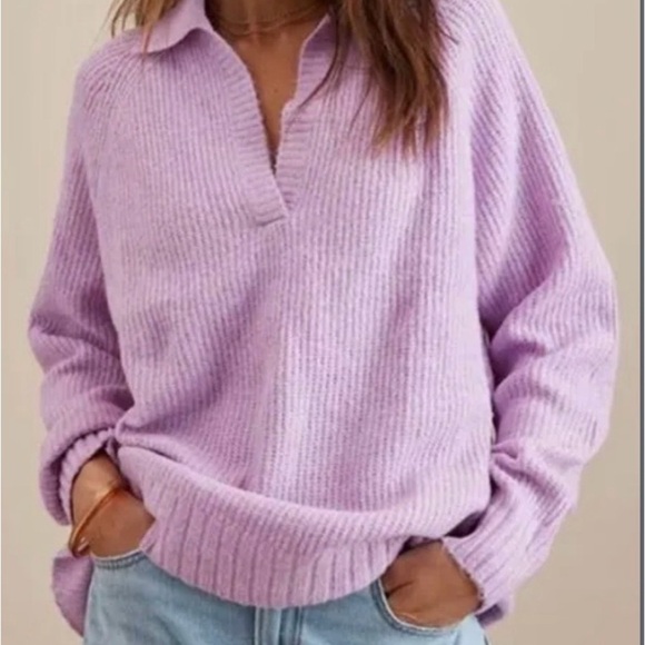 American Eagle Purple Pullover V-Neck With Collar Sweater - XS-oversized - Picture 1 of 6
